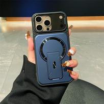 iPhone 17 Pro Max Flip-Up Lens Case: Drop-Proof, Full Coverage, Invisible Magnetic Bracket, Compatible with Apple 16/15 iPhone 13 tamsiai mėlyna spalva