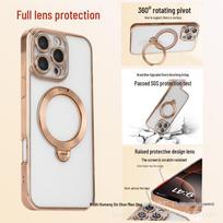 Apple 17 Pro Max 360° Rotation Eagle Eye Electroplated Case iPhone 16 Pro Full Coverage Drop Protection Cover Electroplated Case vyšnių žiedų rožinė spalva