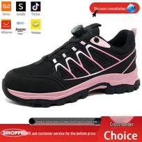 Women's Breathable Steel Toe Safety Shoes - Anti-Smash, Anti-Puncture, Anti-Odor with Rotating Button. Gray Buttoned 878; Size 39