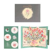 Surprised Pop Up Love 3D Greeting Card with Envelope Flower Greeting Card Rose Thank You Card Valentine's Day žalia