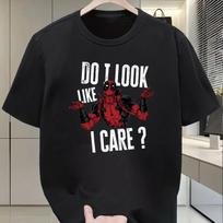 Marvel Deadpool I look like I care Printed Tshirt Summer 2026 new style Loose and casual trendy shortsleeved top S