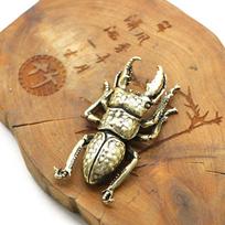 Antique Brass Longhorn & Ladybug Tea Ceremony Ornament Keychain