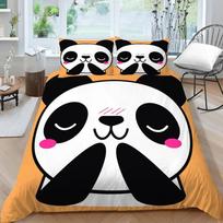 Panda patalynės komplektas vaikams berniukams mergaitėms mielas animacinis didžiosios pandos antklodės užvalkalų rinkinys karališko/karalienės dydžio geltonas minkštas poliesterio antklodės užvalkalas 135x200cm