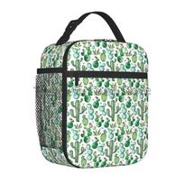 Cactus Thermal Lunch Bag Box Tropical Plant Cacti Flowers Insulated Cooler Totes Portable Reusable Handbag for Picnic Travel