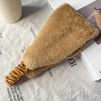 New Wide Design Fluffy Headband Elastic Imitation Fur Hair Band Soft Solid Color Turban Hat Daily Wear geltona