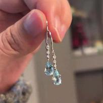 Fashion Blue Water Drop Crystal Earrings for Women Exquisite Style Light Luxury High End tassel Earring Party Jewelry Gifts mėlyna