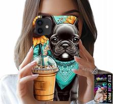 Etui Do Iphone 12 Mini - Buldog Coffi Love, Słoneczniki, Psi Case