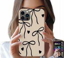 Etui Do Iphone 11 Pro Max - Beżowe Kokardki Wstążka Modne Wzory