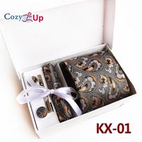 Cozy Up 6 dalių rinkinys Paisley vyriškas kaklaraištis su kaklaraiščiu kvadratiniu skareliu rankogalių kaklaraiščio segtukas dovanų dėžutė