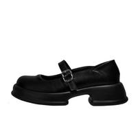fashion Shoes Female 2024 New Mary Janes Women's High Heels Concise Casual Pumps Women Solid Buckle Strap Round Toe Platform Shoes Women 35 juoda