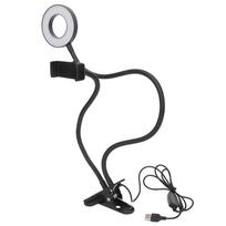 Asmenukių žiedinė lempa su mobiliojo telefono laikikliu 5V 48LED 12W tiesioginiam transliavimui, vlogų filmavimui, fotografijai