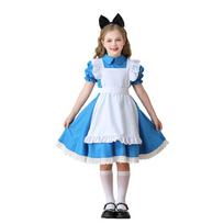Vaikų kostiumas Siaubo nuotaka Cosplay suknelė Pasirodymo kostiumas Maskarado kostiumas 110 mėlyna