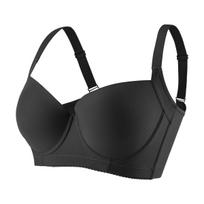 Large-sized Smooth Bra Women's Seamless Sexy Underwear Women's Gathering Bra Anti-sagging Deep V Bra with Steel Rims 36/80C juoda