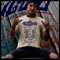 Muay Thai T-shirt Bangkok Thai boxing yantra Tiger Thai Boxer Martial Arts tee L