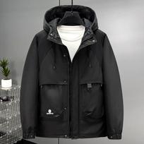 Didelio dydžio 4XL-11XL rudens-žiemos paltas vyrams viršutiniai drabužiai kasdieniai stori šilti didelio dydžio vyriški švarkai su gobtuvu 4XL juoda