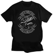 Vintage Cobra Kai T Shirt Men Tshirt Unique Tee Short Sleeved Karate Kid Strike First Strike Hard No Mercy Tops Ropa Hombre#Color(1) S juoda