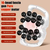 Fascia Gun 16-Head Muscle Massage Gun Professional Body Leg Back Shoulder Waist Fascia Gun High Frequency Vibration Massager Gun