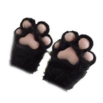 Furry Animal Paws Gloves for Teens Adult Cats Paws Plush Gloves Anime Mittens for Halloween Event Cosplay Costume Props juoda