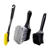 3 Pieces Car Tire Cleaning Brushes Carpet Mat Ergonomic Portable Practical Multifunction