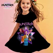 Kpop Demon Hunters Girls Toddler Dress Summer Kids Cartoon Anime Princess Beach Outfit Casual Nightgown 100