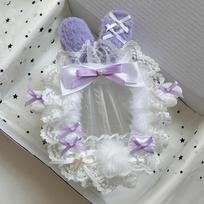 New 3 Inch Card Holder Bow with Ribbon ID Card Protection Cover DIY Lace Idol Photo Case violetinė