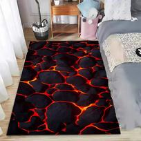 Volcano Lava Magma Area Rug Realistic Cracked Texture Large Carpet Non Slip Kids Play Matcool Decor for Boy's Game Room Bedroom 40x60CM