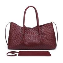 Pure hand-woven tote bag women's high-end niche design dual-purpose child and mother bag single shoulder crossbody handbag 43*17.5*23cm bordinė