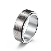 Vintage Stainless Steel Odin Norse Viking Rune Rings For Men Women Cool Spinner Fidgets Rings Retro Nordic Amulet Zircon Gifts 12