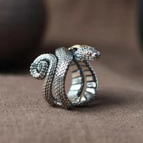 Retro Nordic Giant Snake Jormungand Ring for Women Men Copper Color Animal Rings Trendy Zircon Accessories resizable