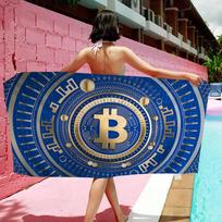 Currency Fashion B-bitcoin Microfiber Beach Towel Absorbent Quick Dry Soft Yoga Swimming Resort Mountain Climbing Towel W30*H60(CM)