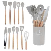 12/14Pcs/Set Heat-Resistant Kitchen Utensils Set Multi-functional Save Space Non-Stick Cookware Set Eco-Friendly Wooden Handle