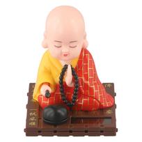 1pcs Solar Powered Bobble Shaking Head Monk Ornaments Toy Buddhist Monk Figurines Statues Carcccccccccccccccccccccccccccccccc raudona