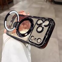 Magnetic Ring Stand Phone Case for iPhone 17 Air 16 Plus 15 14 13 12 11 Pro Max, Transparent Electroplated TPU Cover, Shockproof Protective Shell iphone17 juoda
