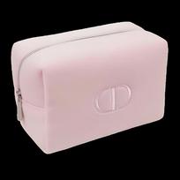 DIOR paprasto stiliaus kosmetinė iš kosminio medvilnės audinio, rožinė, 14x7,5x10 cm rožinė