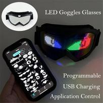 LED Bluetooth Goggles Halloween Christmas Disco Bar Neon Accessories Futuristic Luminous Glasses Bluetooth Diy LED Glasses A Type1 goggles
