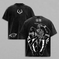 Ryomen Sukuna Print T-shirt Anime Jujutsu Kaisen Men's Clothing T-Shirt Retro Washed T Shirt Harajuku Male  Tops S