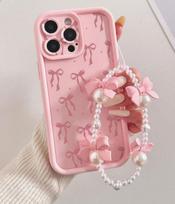 Stylish Bow Chain Case for iPhone models: 13 Pro, 15, 15 Pro Max, 16, 17 X/XS