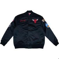 Veste - MITCHELL & NESS - Chicago Bulls - Satin - 100% Polyester - Coupe Ajustée L juoda
