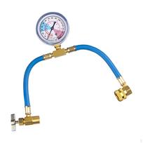 R134A AC Refrigerant Charge Hose, Recharge Hose with Pressure Gauge, Can Tap Valve for Car