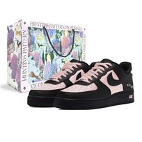 Nike Air Force 1 Romantiškas vyšnių žiedų padengimas Atsparus dilimui Žemi sportbačiai riedlentei Moteriški Juodi Rožiniai DH2920-001(Team598-BOX) 35.5