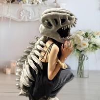 Dinozauras Skeletas Vaikams's Kostiumas su reljefiniu detaliu, Jumpsuitas su priešistorinių kaulų tema, pilka spalva