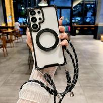 Reguliuojamas įstrižas dirželis ir dėklas telefonui Samsung S26/Apple iPhone 16 Pro Max su stoveliu ir apsauga nuo kritimo iPhone 15 Pro Max