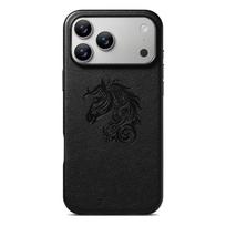 iPhone 17 Pro Max Leather Case, Lychee Grain, Various Patterns, 16-Foot Drop Protection. iPhone 17 juoda
