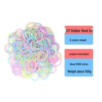 1.5cm High-Elasticity Rainbow TPR Rubber Bands for Children's DIY Woven Bracelets - 500g Pack