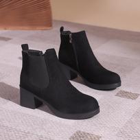 Women's Matte Mid-heel Martin Boots - Thick-soled, Versatile British Style for Autumn/Winter. 41 juoda