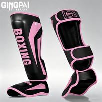Jingpai Combat Sports Thickened Shin Guards with Ankle Protection S juoda rausva spalva