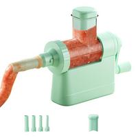 Fast Filling Manual Sausage Stuffer with 4 Filling Nozzles Detachable Meat Stuffer Kit Plastic Large Capacity žalia