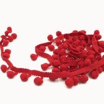 20yard Mini Size Pom Pom Trim 1.2cm Ball Pillow Decoration Mini Pearl Pompom Tablecloth Edge DIY Craft Pompom Fringe Ribbon 20 yards raudona