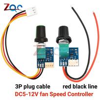 DC 12V PWM Speed Controller Fan Speed governor 4 Wire Computer Temperature control Switch for PC CPU Cooler Fan Manual Stop 3P plug wire