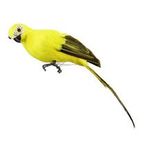 25cm Simulation Parrot Artificial Fake Parrot Lifelike Feathered Bird Imitation Outdoor Garden Lawn Figurine Ornament Prop Decor geltona